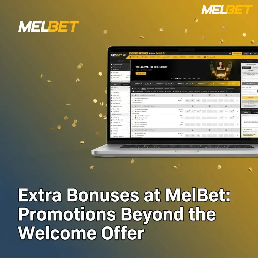 MelBet ongoing promotions including accumulator bonus, cashback, free bets, reload, birthday bonus, and promo code offers