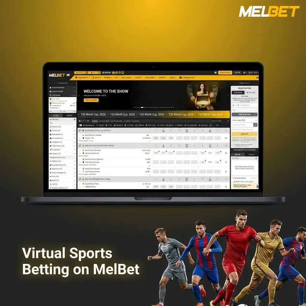MelBet virtual sports betting options including football, horse racing, basketball and tennis powered by Betradar and Global Bet